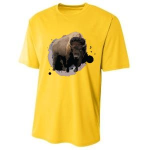 Bison Buffalo Cattle Design Illustration Gift Performance Sprint T-Shirt