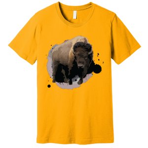 Bison Buffalo Cattle Design Illustration Gift Premium T-Shirt