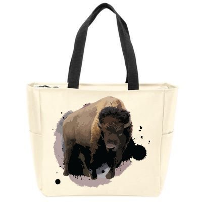 Bison Buffalo Cattle Design Illustration Gift Zip Tote Bag