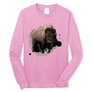 Bison Buffalo Cattle Design Illustration Gift Long Sleeve Shirt