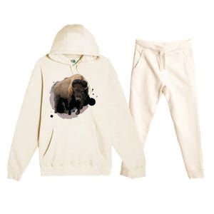 Bison Buffalo Cattle Design Illustration Gift Premium Hooded Sweatsuit Set