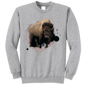 Bison Buffalo Cattle Design Illustration Gift Tall Sweatshirt