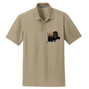 Bison Buffalo Cattle Design Illustration Gift Dry Zone Grid Polo