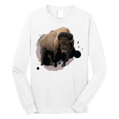 Bison Buffalo Cattle Design Illustration Gift Long Sleeve Shirt
