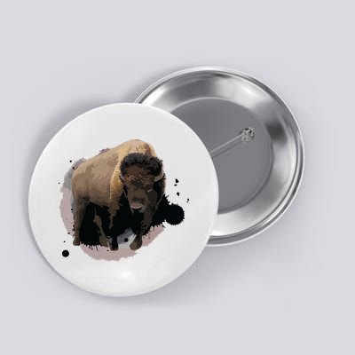 Bison Buffalo Cattle Design Illustration Gift Button