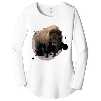 Bison Buffalo Cattle Design Illustration Gift Women's Perfect Tri Tunic Long Sleeve Shirt