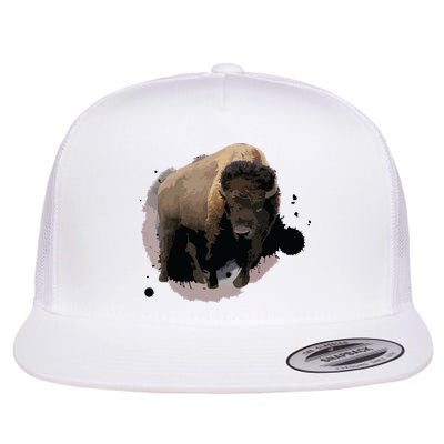 Bison Buffalo Cattle Design Illustration Gift Flatbill Hat