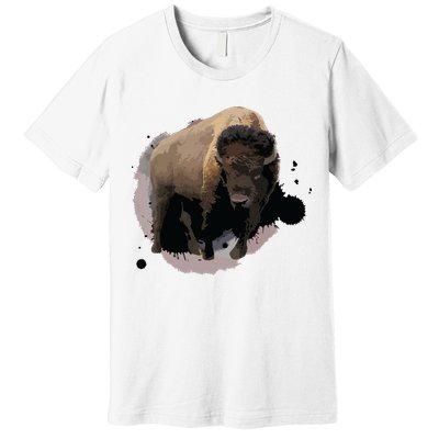 Bison Buffalo Cattle Design Illustration Gift Premium T-Shirt