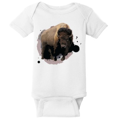 Bison Buffalo Cattle Design Illustration Gift Baby Bodysuit