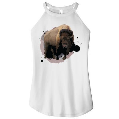 Bison Buffalo Cattle Design Illustration Gift Women's Perfect Tri Rocker Tank