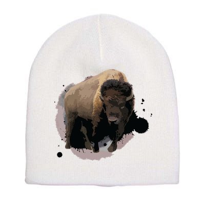 Bison Buffalo Cattle Design Illustration Gift Short Acrylic Beanie