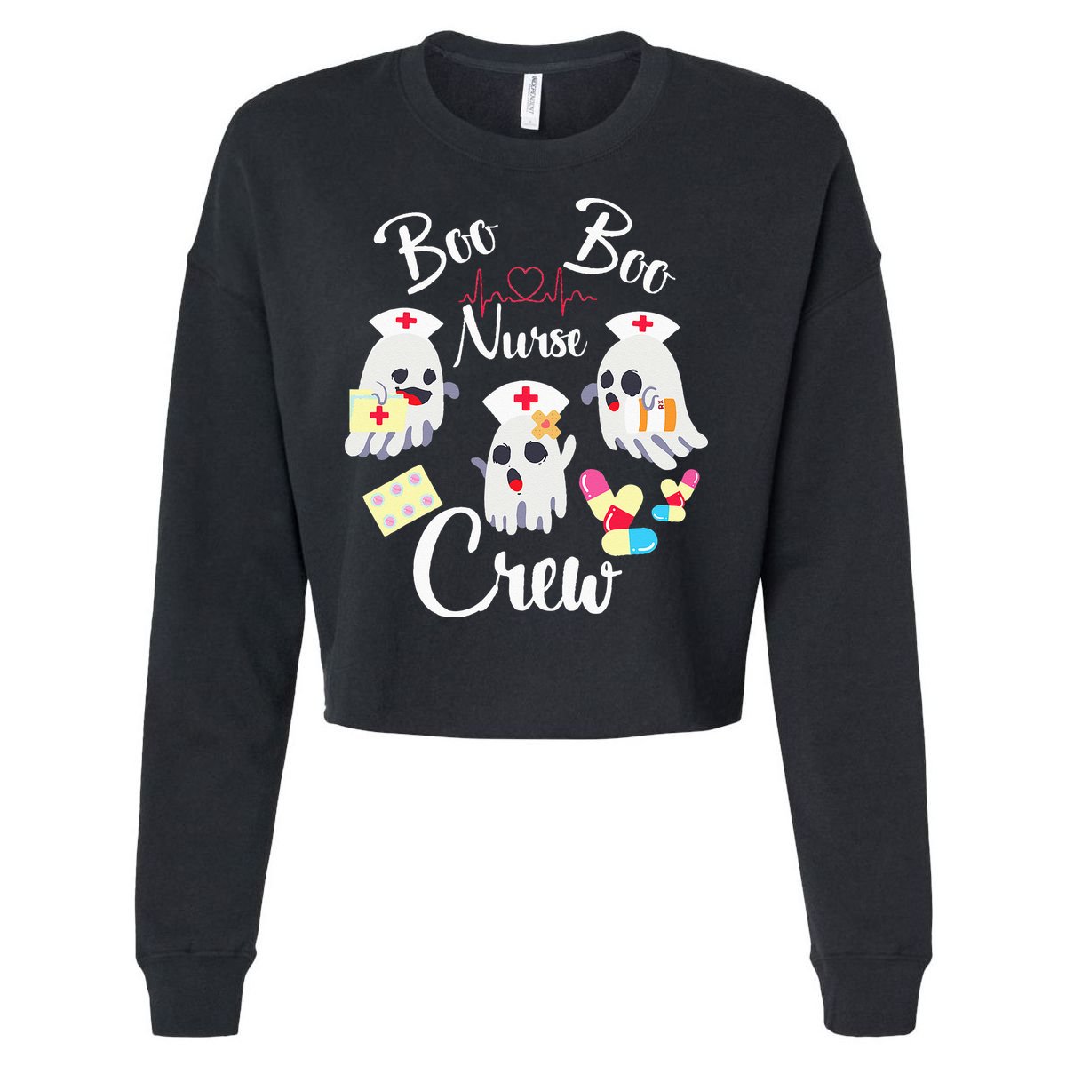 Boo Boo Crew Nurse Ghost Costume Funny Halloween Gift Cropped Pullover Crew