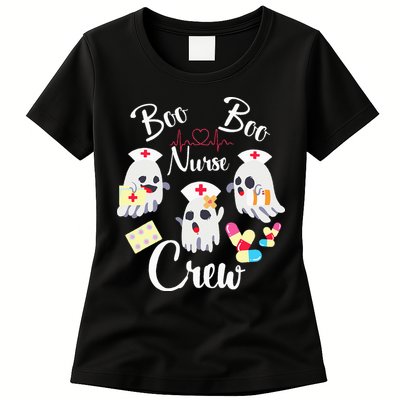 Boo Boo Crew Nurse Ghost Costume Funny Halloween Gift Womens T-Shirt