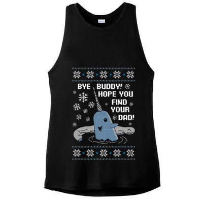 Bye Buddy Christmas , Hope You Find Your Dad Elf Narwhal Ladies PosiCharge Tri-Blend Wicking Tank