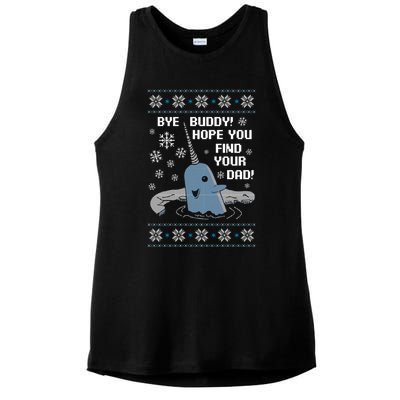 Bye Buddy Christmas , Hope You Find Your Dad Elf Narwhal Ladies PosiCharge Tri-Blend Wicking Tank