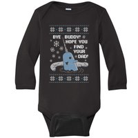 Bye Buddy Christmas , Hope You Find Your Dad Elf Narwhal Baby Long Sleeve Bodysuit