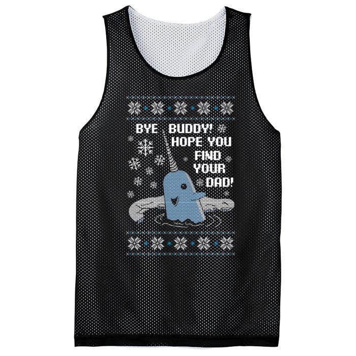 Bye Buddy Christmas , Hope You Find Your Dad Elf Narwhal Mesh Reversible Basketball Jersey Tank