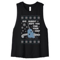 Bye Buddy Christmas , Hope You Find Your Dad Elf Narwhal Women's Racerback Cropped Tank