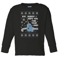 Bye Buddy Christmas , Hope You Find Your Dad Elf Narwhal Toddler Long Sleeve Shirt