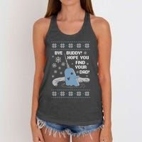 Bye Buddy Christmas , Hope You Find Your Dad Elf Narwhal Women's Knotted Racerback Tank