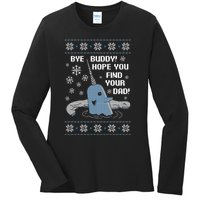 Bye Buddy Christmas , Hope You Find Your Dad Elf Narwhal Ladies Long Sleeve Shirt