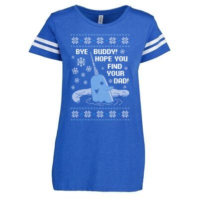 Bye Buddy Christmas , Hope You Find Your Dad Elf Narwhal Enza Ladies Jersey Football T-Shirt