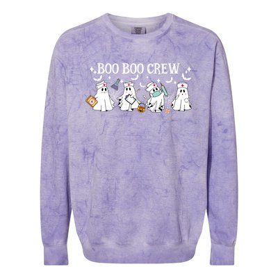 Boo Boo Crew Nurse Ghost Funny Halloween Gift Colorblast Crewneck Sweatshirt