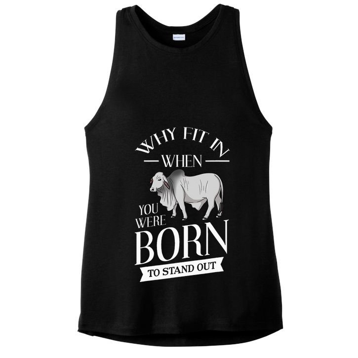 Brahman Bull Cattle Mini Zebu Cow Ladies PosiCharge Tri-Blend Wicking Tank
