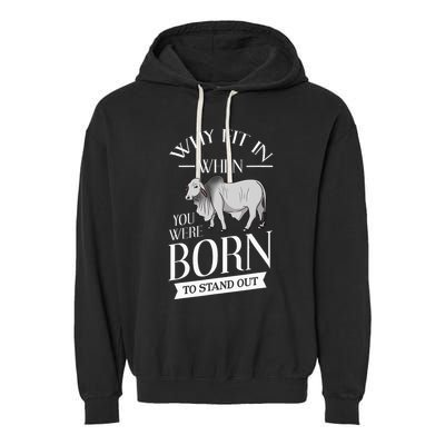 Brahman Bull Cattle Mini Zebu Cow Garment-Dyed Fleece Hoodie