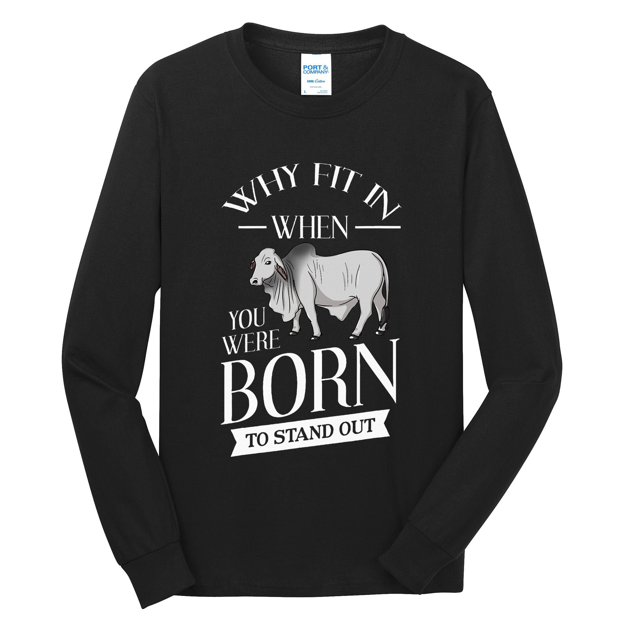 Brahman Bull Cattle Mini Zebu Cow Tall Long Sleeve T-Shirt