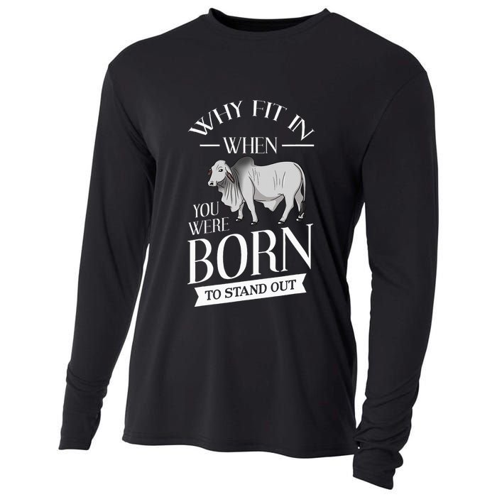 Brahman Bull Cattle Mini Zebu Cow Cooling Performance Long Sleeve Crew
