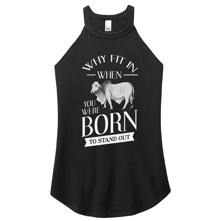 Brahman Bull Cattle Mini Zebu Cow Women's Perfect Tri Rocker Tank