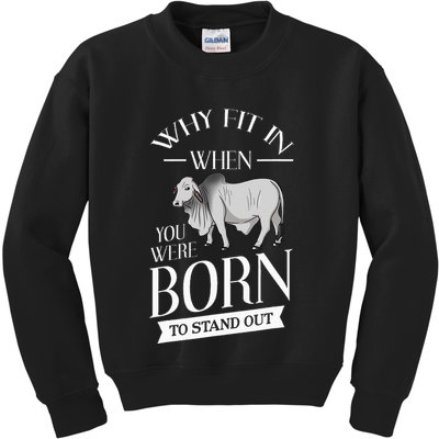Brahman Bull Cattle Mini Zebu Cow Kids Sweatshirt