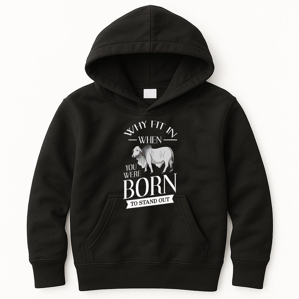 Brahman Bull Cattle Mini Zebu Cow Kids Hoodie