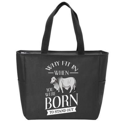 Brahman Bull Cattle Mini Zebu Cow Zip Tote Bag