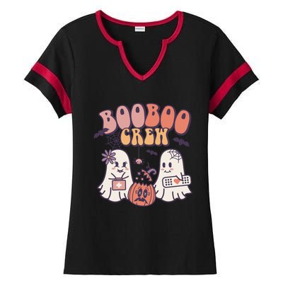 Boo Boo Crew Ghost Doctor Paramedic EMT Nurse Halloween Ladies Halftime Notch Neck Tee