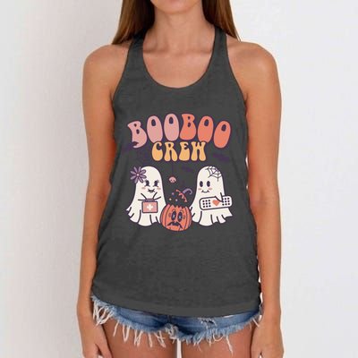 Boo Boo Crew Ghost Doctor Paramedic EMT Nurse Halloween Women's Knotted Racerback Tank