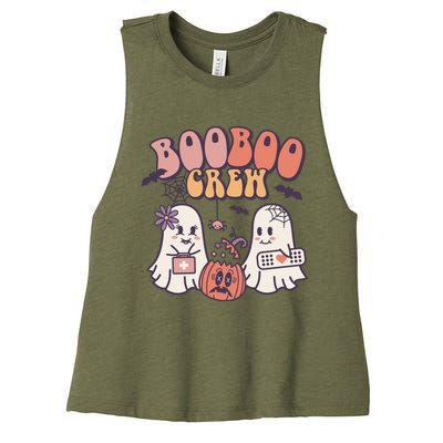 Boo Boo Crew Ghost Doctor Paramedic EMT Nurse Halloween Women's Racerback Cropped Tank