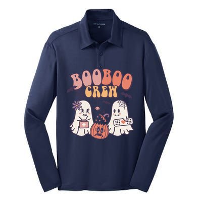 Boo Boo Crew Ghost Doctor Paramedic EMT Nurse Halloween Silk Touch Performance Long Sleeve Polo