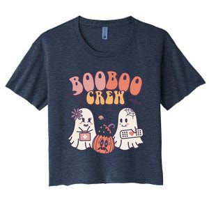 Boo Boo Crew Ghost Doctor Paramedic EMT Nurse Halloween Women's Crop Top Tee