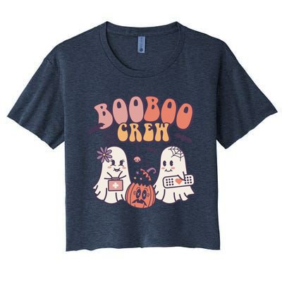 Boo Boo Crew Ghost Doctor Paramedic EMT Nurse Halloween Women's Crop Top Tee