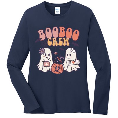 Boo Boo Crew Ghost Doctor Paramedic EMT Nurse Halloween Ladies Long Sleeve Shirt