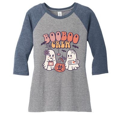 Boo Boo Crew Ghost Doctor Paramedic EMT Nurse Halloween Women's Tri-Blend 3/4-Sleeve Raglan Shirt