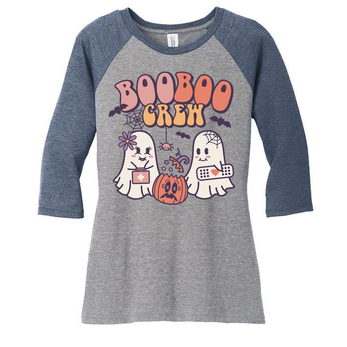 Boo Boo Crew Ghost Doctor Paramedic EMT Nurse Halloween Women's Tri-Blend 3/4-Sleeve Raglan Shirt