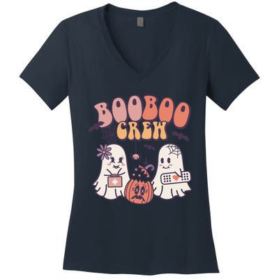 Boo Boo Crew Ghost Doctor Paramedic EMT Nurse Halloween Women's V-Neck T-Shirt