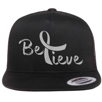 Believe Brain Cancer Brain Cancer Support Flatbill Hat