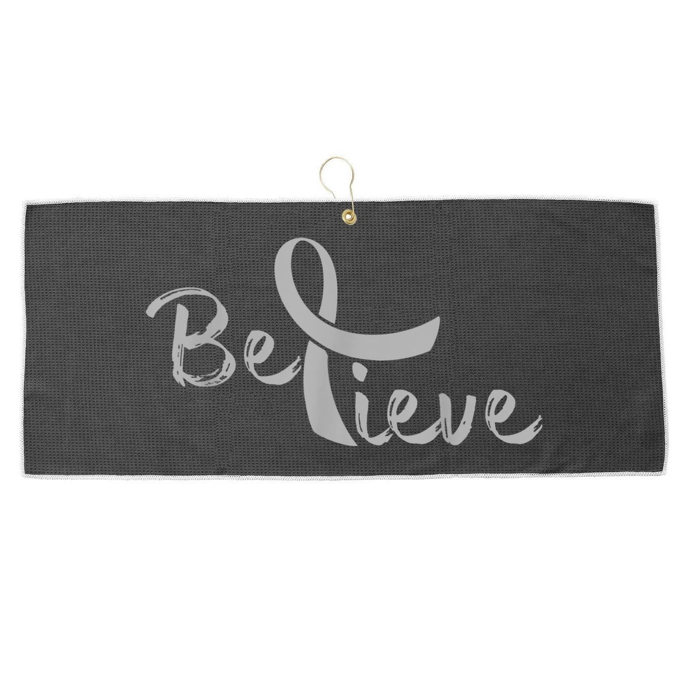 Believe Brain Cancer Brain Cancer Support Large Microfiber Waffle Golf Towel