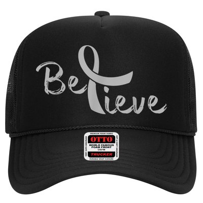 Believe Brain Cancer Brain Cancer Support Trucker Hat