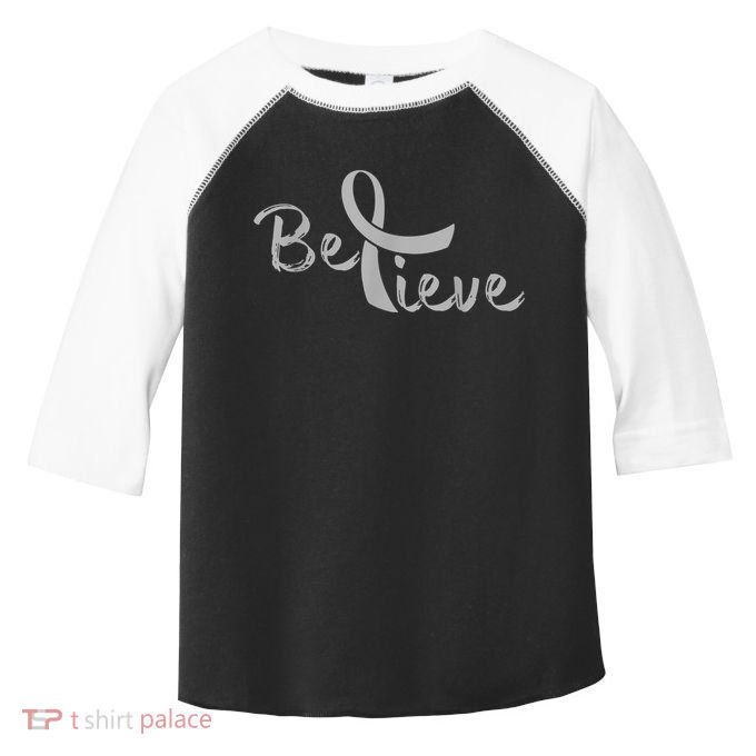 Believe Brain Cancer Brain Cancer Support Toddler Fine Jersey T-Shirt