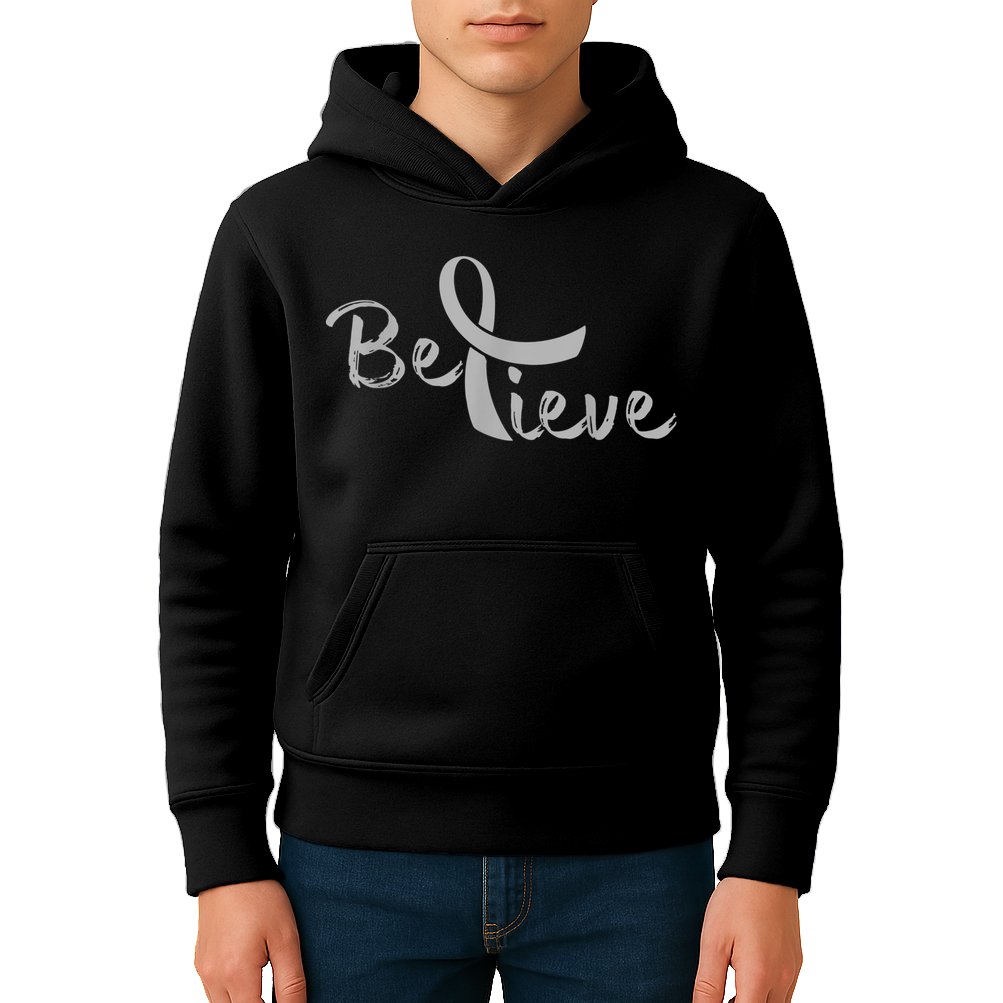 Believe Brain Cancer Brain Cancer Support Kids Hoodie